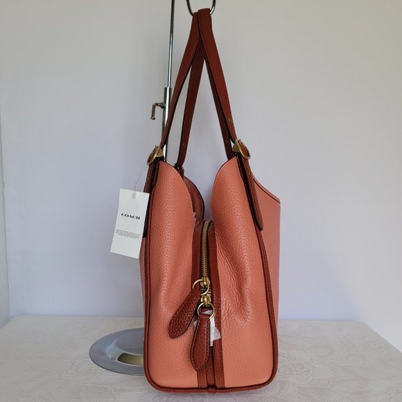 COACH Lori Soft Pebble Leather Colorblock Shoulder Bag- Light Coral Multi🎈⭐ - Picture 8 of 16